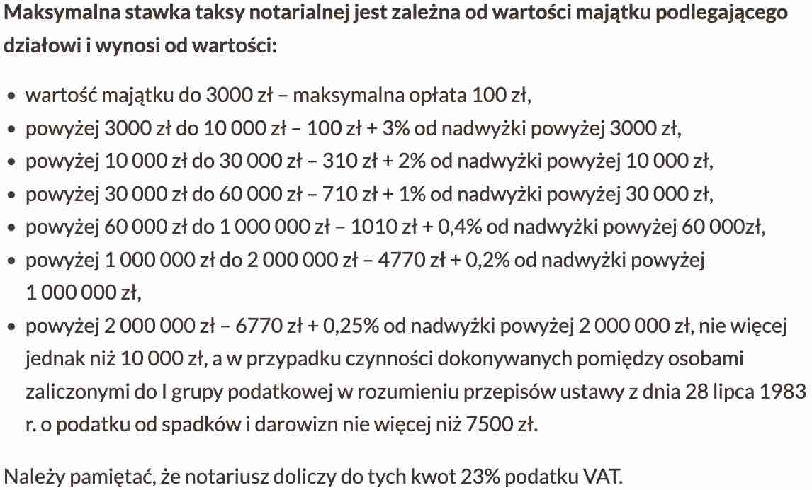 Maksymalna stawka taksy notarialnej